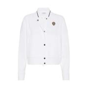 Brunello Cucinelli Vit Bomull Baseballkrage Sweatshirt White, Dam