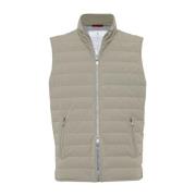 Brunello Cucinelli Quiltad Ärmlös Hög Hals Jacka Gray, Herr