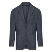 Canali Italiensk Bomulls/Ulljacka med Knappar Blue, Herr