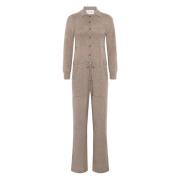 Emerson Renaldi Kashmir Knäppt Jumpsuit med Fickor Beige, Dam