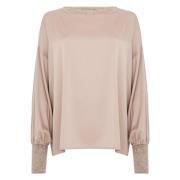 D.Exterior Beige Blus med Lurex Detaljer Beige, Dam