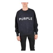 Purple Brand Logo Sweatshirt Vintage Style Print Black, Herr