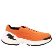 Neil Barrett Bolt Textil och Läder Sneaker Orange, Herr