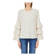 Liu Jo Ruffle Blouse Beige, Dam