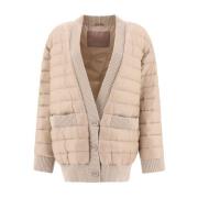 Herno Beige Cardigan Dunjacka med Fickor Beige, Dam