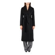 Max Mara Studio Ull Wrap Coat Loriana Modell Black, Dam