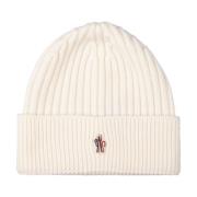 Moncler Vit Ull Beanie med Logotyp White, Herr