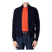 Drumohr Kort Zip Cardigan i mjukt Garzato-tyg Blue, Herr