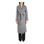 Max Mara Studio Ull Wrap Coat Loriana Modell Gray, Dam