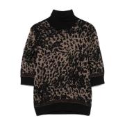 Liu Jo Leopardmönstrad Stickad Kjol Multicolor, Dam