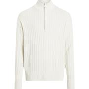 Calvin Klein Vinter Bomull Half-Zip Cardigan Sweater Beige, Herr