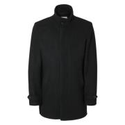 Selected Homme Svarta Kappor med Ståkrage Black, Herr