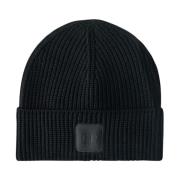 C.p. Company Extrafin Ull Ribbstickad Beanie Mössa Black, Unisex