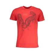 Cavalli Class Röd Bomull Tryck Logo T-shirt Red, Herr