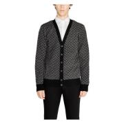 Antony Morato Svart Geometrisk V-ringad Cardigan Black, Herr