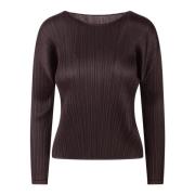 Issey Miyake Veckad Långärmad T-shirt Brown, Dam