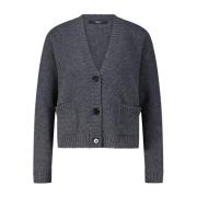 Max Mara Ull Cardigan med V-ringning Gray, Dam