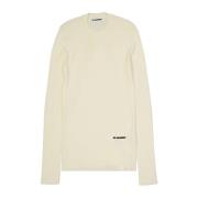 Jil Sander Logo Fitted Jumper med Crew Neck Beige, Dam