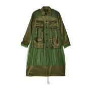 Noir Kei Ninomiya Reversibel Parka i Camouflage Twill Green, Dam