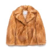 Stand Studio Faux-Fur Brun Jacka Breda Revers Brown, Dam