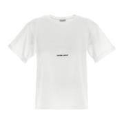 Saint Laurent Vit Bomull Logo T-shirt White, Dam