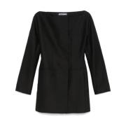 Jacquemus Svart Asymmetrisk Båthals Klänning Black, Dam