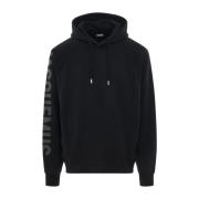 Jacquemus Svart Typo Logo Hoodie Sweatshirt Black, Herr