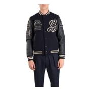 Schott NYC Slim Fit Ull Varsity Jacka Blue, Herr