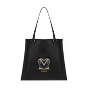 Love Moschino Svart Shopper Väska med Hjärt Logo Black, Dam