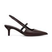 Brunello Cucinelli Brun Läder Slingback Mittenklack Skor Brown, Dam