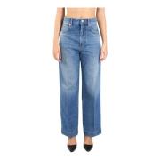 Sportmax Högmidjade raka ben denim jeans Blue, Dam