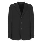 Yohji Yamamoto Svart Ulljacka Peak Revers Black, Herr