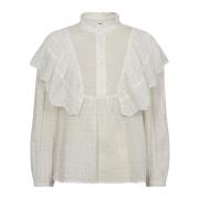 Co'Couture Blus med volanger och spetsdetaljer White, Dam