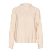 Cream Feminin Blus med Volangdetaljer Beige, Dam