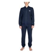 Emporio Armani Blå Bomullstracksuit med Dragkedja Blue, Herr