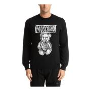 Moschino Abstrakt Teddy Bear Sweater med Logo Black, Herr