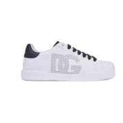 Dolce & Gabbana Vita Lädersneakers med Perforerad Logotyp White, Herr