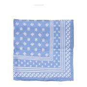 Dolce & Gabbana Vit Sidenscarf med Logotryck Blue, Dam