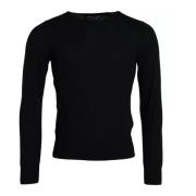 Dolce & Gabbana Svart Cashmere Crew Neck Sweater Black, Herr