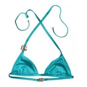 Dolce & Gabbana Blå Grön Bikini Topp med Logotyp Blue, Dam