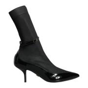 Dolce & Gabbana Svarta Lackläder Stiletto Ankelboots Black, Dam