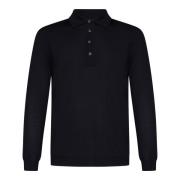 Low Brand Lyxig Midnight Blue Merino Ull Polo Blue, Herr