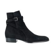 Saint Laurent Suede Wyatt Jodhpur Ankelboots Black, Herr