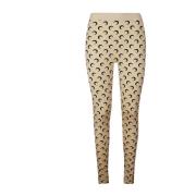 Marine Serre Månstrumpade Leggings med Månmotiv Beige, Dam