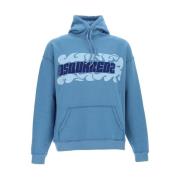 Dsquared2 Logo-Print Dragsko Hoodie Blue, Herr