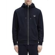 Fred Perry Blå hoodie med hel dragkedja Blue, Herr