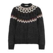 InWear Fair Isle Pullover Tröja Mörkgrå Gray, Dam