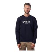 Guess Blå Crewneck Bomullströja Blue, Herr