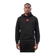 Hugo Boss Svart French Terry-hoodie med röd logopatch Black, Herr