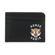 Kenzo Svart Läderkorthållare Lucky Tiger Black, Herr